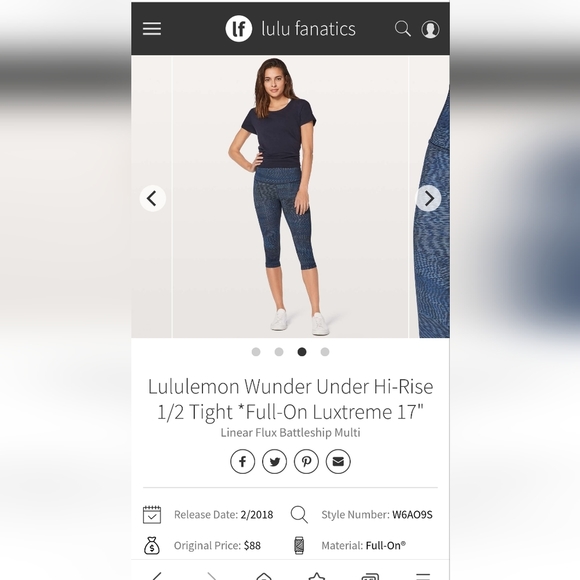 Lululemon Wunder Under Hi-Rise 1/2 Tight *Full-On Luxtreme 17"- size 6 - Picture 6 of 6